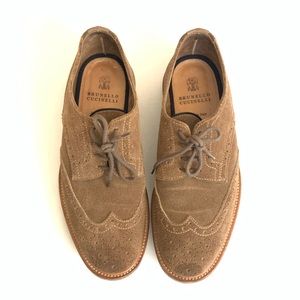 Brunello Cucinelli Suede Taupe Wingtip Size 41- 8